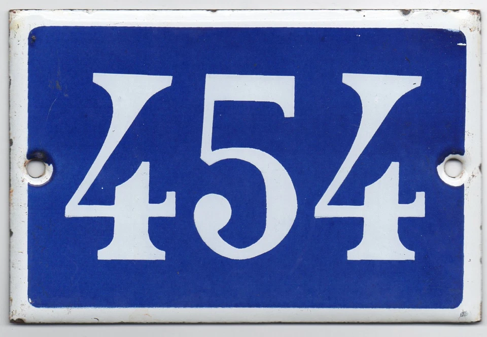 Antigua casa francesa azul número 454 puerta puerta puerta placa esmalte metal letrero acero Foto 1 de 1