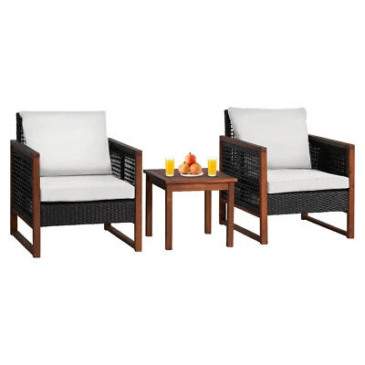 Patio Furniture 3-Piece Acacia Wood Patio Bistro Set Outdoor Chat Conversation - Image 1 of 4