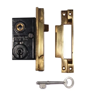 Juego de cerraduras de mortaja antiguas "Rabbeted" para zurdos con respaldo poco profundo, NML127 - Imagen 1 de 4