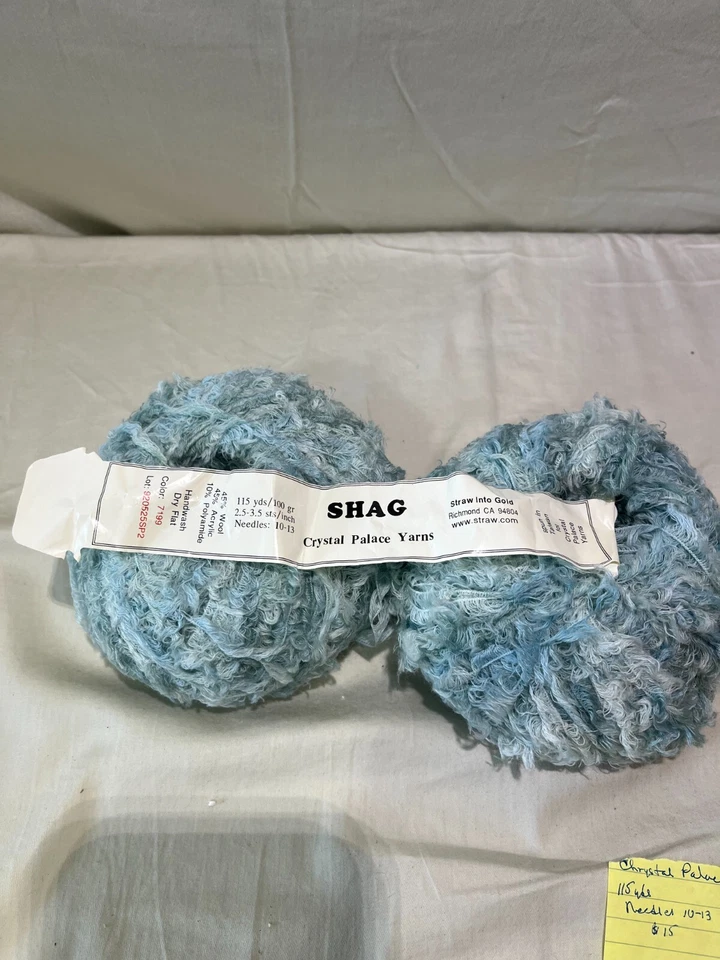 Crystal Palace Yarns SHAG #7199 Light Blue Wool Acrylic Blend 2 skeins 115yd ea - Image 1 of 1