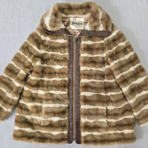 Vintage Neiman Marcus Grandella Sportowne Damengröße 10 Kunstfellmantel braun - Bild 1 von 19