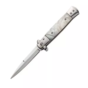 Cuchillo de aguja de bolsillo plegable de hoja abierta asistida por resorte blanco táctico de acero inoxidable - Imagen 1 de 8