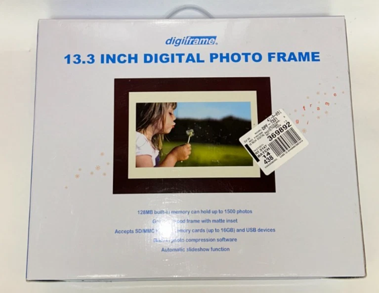 DigiFrame 13.3" Digital Photo Frame Espresso Wood LCD USB HDMI – Tested - Image 1 of 4