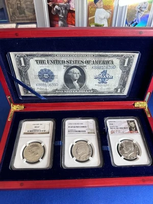 1923 $1 Legal Tender Note With 3 Silver Kennedy Coins - Image 1 of 4