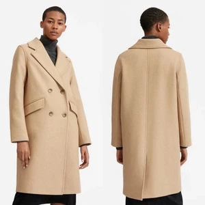 Everlane The Italian ReWool Overcoat Double-Breasted Tan Women 8 NWT - Picture 1 of 13