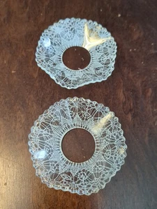 Set Of 2 Bobeches Taper Candle Wax Drip Catchers 2.5" White Lace - Picture 1 of 7