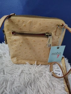HOBO Ostrich Crossbody Bag - Camel Color New Purse Handbag Small - Picture 1 of 8