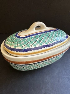 VTG hand painted majolica Oval Bowl Lidded Dish GTO Gorky Gonzalez Guanajuato MX - Picture 1 of 22