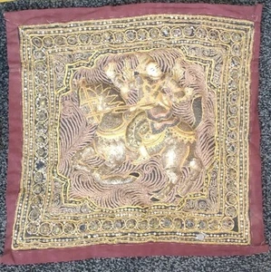 Antique / Vintage Burmese Kalaga Elephant raised tapestry wall hanging - Picture 1 of 15