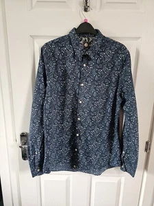 Hübsches grünes Slim Fit Hemd mit Knopfleiste Herren Gr. M Paisleymuster blau Top " - Bild 1 von 10