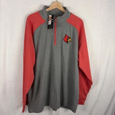 Louisville Cardinals 1/4 молнии пуловер толстовка красный серый мужской размер 3XL новый с Ярлыками - Изображение 1 из 4