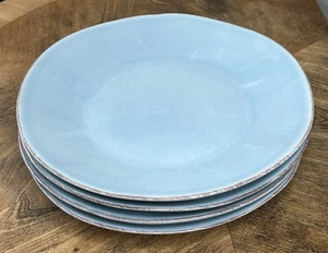 MARIN Set of 4 Salad Plates 8.25" Crate & Barrel Portugal Stoneware Light Blue - Picture 1 of 10