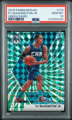 PJ WASHINGTON PSA 10 2019-20 PANINI MOSAIC FOTL GREEN SWIRL ROOKIE RC #213 /10 - Image 1 of 3