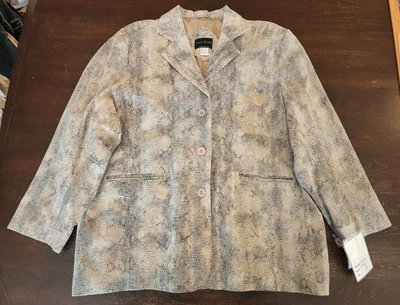 Terry Lewis Python Snake Print 100% Genuine Leather Jacket Blazer NWT Size 2XL - Image 1 of 4