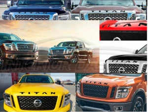 HOOD BLACK INSERTS RAISED REFLECTIVE LOGO FITS NISSAN TITAN 2017 2018 2019 2020 - Picture 1 of 7