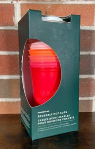 NUEVO Starbucks 2019 Invierno Navidad Reutilizable Tazas Calientes Paquete de 6 Tapas Rojo Rosa - Imagen 1 de 7