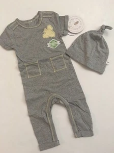 Burts Bees Baby Boy Organic Coverall Hat Size 3 6 9 12 18 Months Grey Layette - Picture 1 of 5