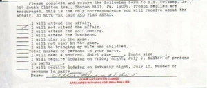 Allie Reynolds Autographed SABR Baseball RSVP Form Yankees D.94 - Picture 1 of 1
