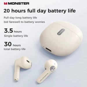 Monster N-lite 207 Écouteurs Bluetooth 5.4 Casque sans Fil avec Micro Waterproo - Photo 1 sur 22
