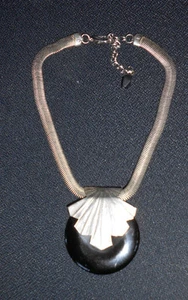 Rare German Art Deco Silver, Onyx, and Chrome Necklace - Picture 1 of 4