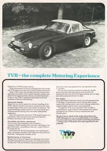 TVR-THE COMPLETE MOTORING EXPERIENCE 3000M SPECIFICATION LEAFLET. - Picture 1 of 2
