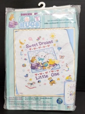 Dimensions Baby Hugs Dreams Stamped Cross Stitch Crib Cover Kit 72777 34X43 New - Image 1 of 2