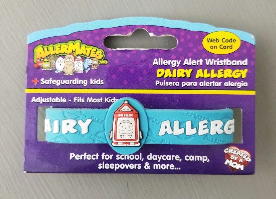 AllerMates "pint" Dairy Allergy Alert Wristband Adjustable 3 Snaps Kids