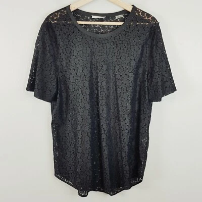 EQUIPMENT FEMME Womens Size L or 14 Black Leopard Lace Riley Top - Image 1 of 4