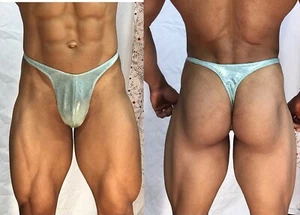 mens metallic seafoam green thong with seam/pouch front custom any size FreeShip - Picture 1 of 3
