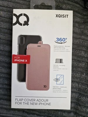 Xqisit Apple iPhone X XS Flap Adour Wallet Case Flip Wallet Folio Cover Pink - Image 1 of 4
