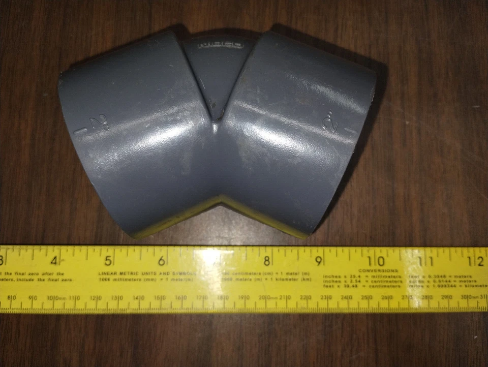 LOT OF 3  NIBCO 2" 45 DEGREE ELBOW SOCKET X SOCKET SLIP GLUE SCH 80 PVCI NFS-PW - Image 1 of 4