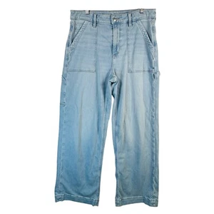 AE Super High-Rise Baggy Wide-Leg Carpenter Jeans Sz 10 Light Wash Y2K Workwear - Picture 1 of 10
