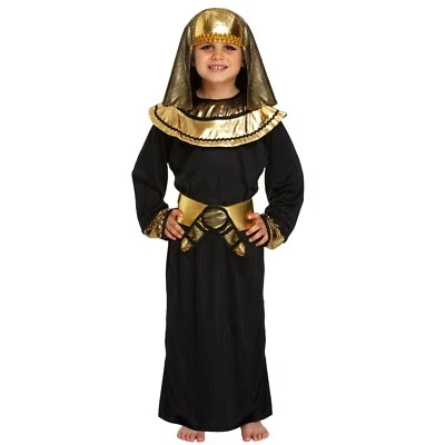 Boys Black Egyptian Pharaoh Roald Fancy Dress Costume King Outfit Kids Book Week - Image 1 of 4