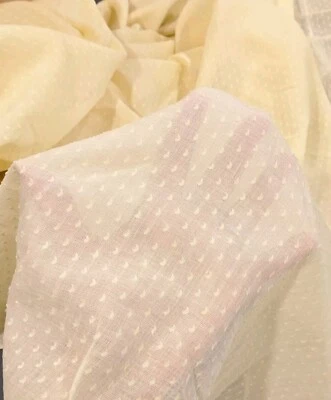 Vintage Pale Yellow Clipped DOT Fabric Semi Sheer Lightweight 3 Yards x 44" - Image 1 of 4