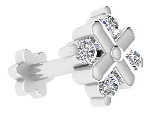 Spilla naso argento sterling 925 0,06 ct diamanti naturali gioielli donna - Foto 1 di 5