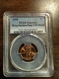 Ultra Rare 1999 U.S. 1C Cent Uncirculated PGCS Damage Error Penny - Scarce !!! - Picture 1 of 5