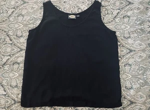 Vintage Tommy Bahama Silk Shell Ribbed Black Tank Top $128 Sz M - Picture 1 of 5