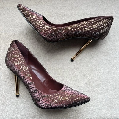 Guess Sorena Wine Stiletto High Heel Pumps Women 8.5 M Pointy Toe Rhinestones - Image 1 of 4