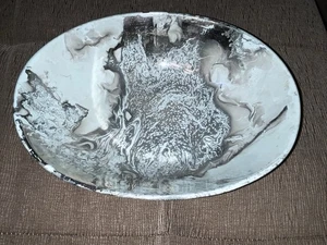 Sascha Brastoff Surf Ballet Turquoise Blue Ceramic Oval Serving Bowl - Picture 1 of 17