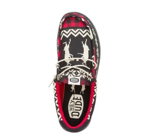 Hey Dude Scarpe Uomo Wally Holiday Cheer Rosso/Nero Taglia 7 - Foto 1 di 6