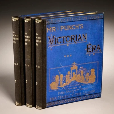 Mr Punch's Victorian Era Illustrated Chronicle of 50 Years Reign 3 Vols Book Lot Foto 1 de 4