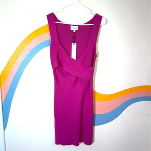 Olive + Oak Mini Sweater Dress Womens XL Fuchsia Pink Ribbed Knit Sleeveless NWT - Picture 1 of 5