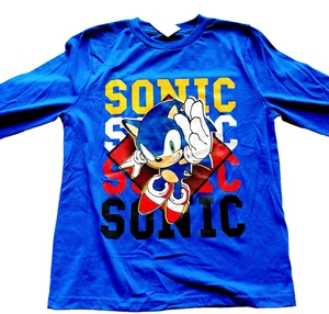 Sonic The Hedgehog Jungen T-Shirt Blau Langarm Large Neu - Bild 1 von 12