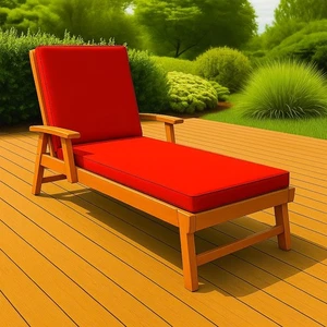 Padded Sun Lounger Cushion with Waterproof Cover – Foldable Deck Chair Pad 196cm - Picture 1 of 12