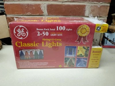 GE 2x 50 String-A-Long Classic Lights Multicolor Vintage Works New Open !READ! - Image 1 of 4