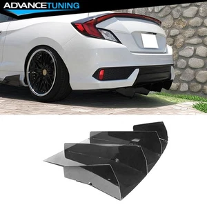 Fits 16-20 Honda Civic Coupe 2DR AF Style Rear Bumper Diffuser Aluminum Black - Picture 1 of 8
