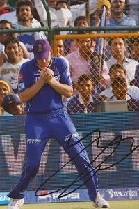 RAJASTHAN ROYALS: JAMES FAULKNER SIGNED 6x4 IPL ACTION PHOTO+COA - Picture 1 of 1
