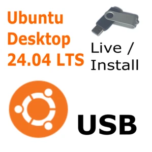 Ubuntu 24.04 LTS OS 64-Bit Bootable USB Live Install PC 16GB - Picture 1 of 5