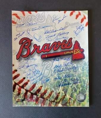Foto de béisbol de los Bravos de Milwaukee/Atlanta firmada por 24 con 17 fallecidos Foto 1 de 4