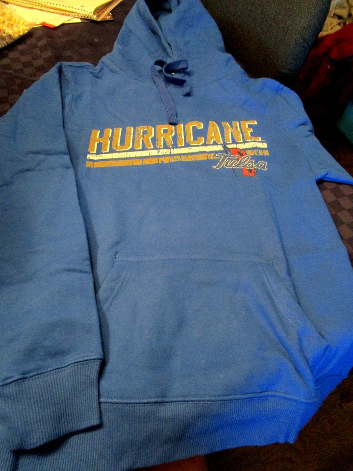 NWT NCAA TULSA GOLDEN HURRICANE WOMENS HOODED SWEATSHIRT BLUE LARGE - Image 1 of 2